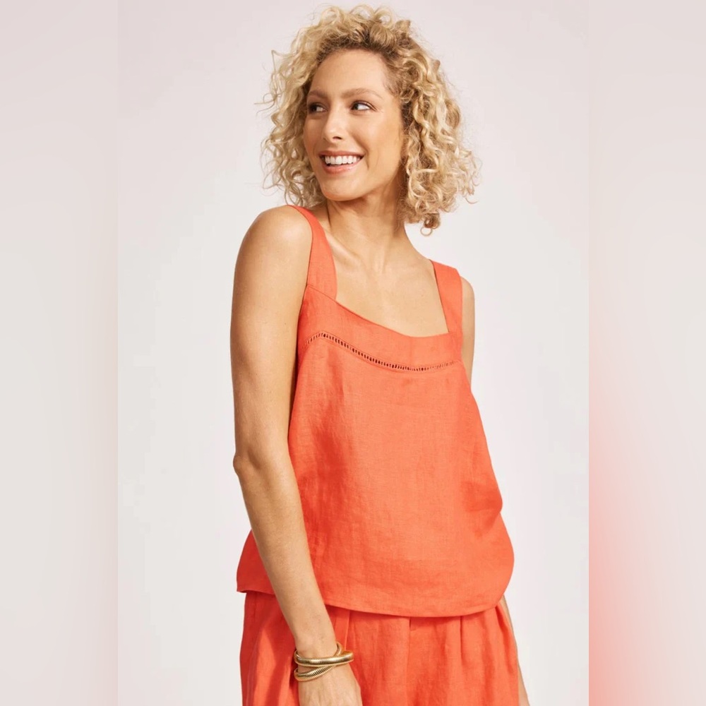 Rafaella Vibrant Orange Linen Blouse